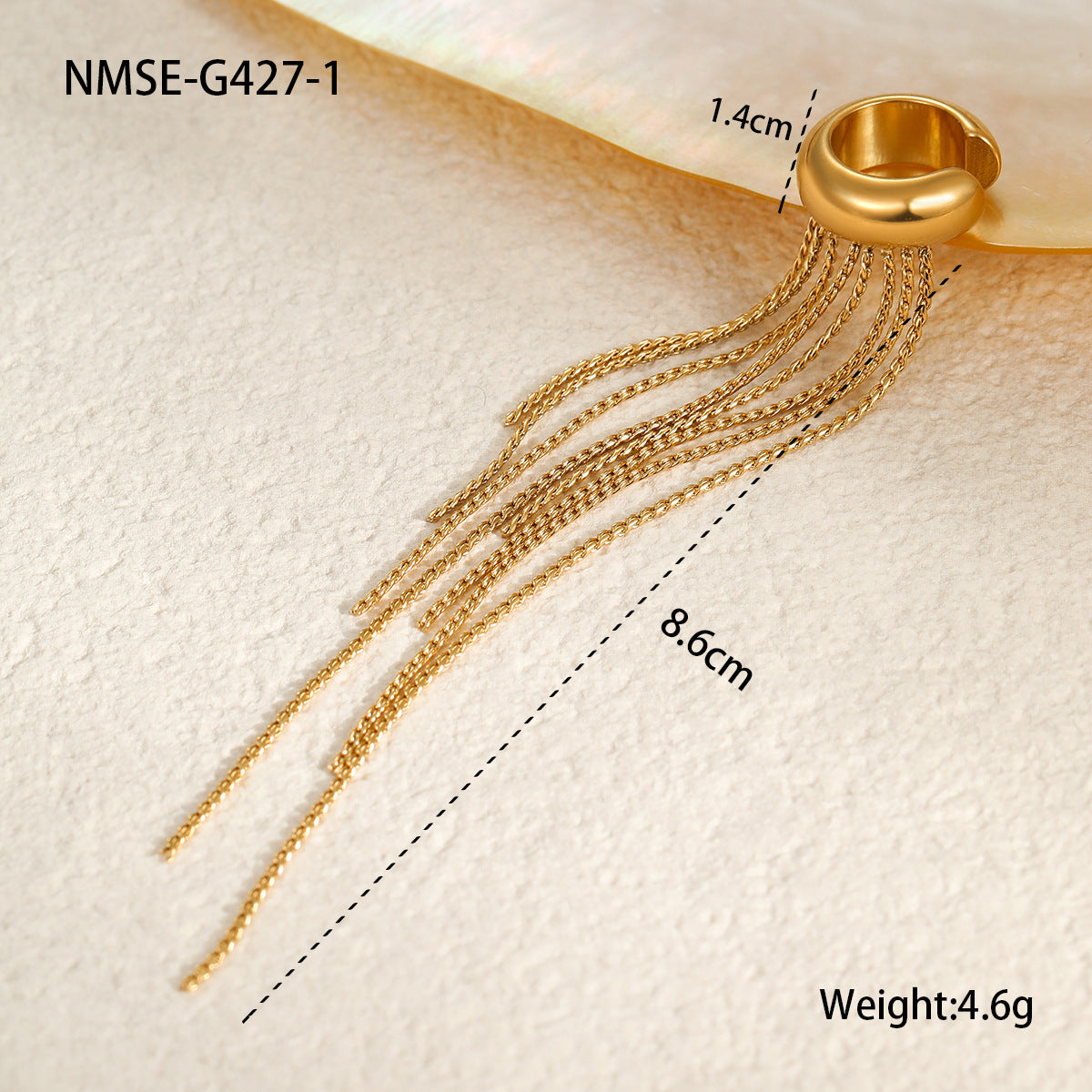 18K Gold Plated Stainless Steel Long Fringe Ear Cuff