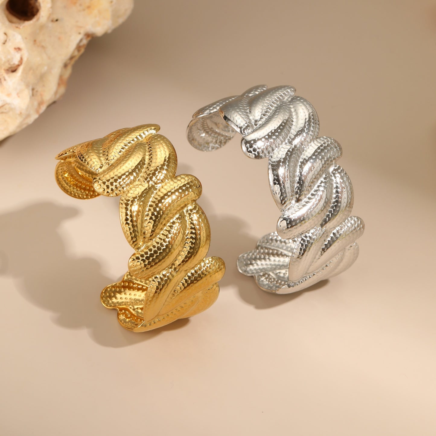 18K Gold Plated Adjustable Open Cuff Bangle