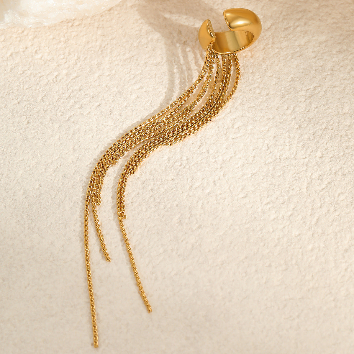 18K Gold Plated Stainless Steel Long Fringe Ear Cuff