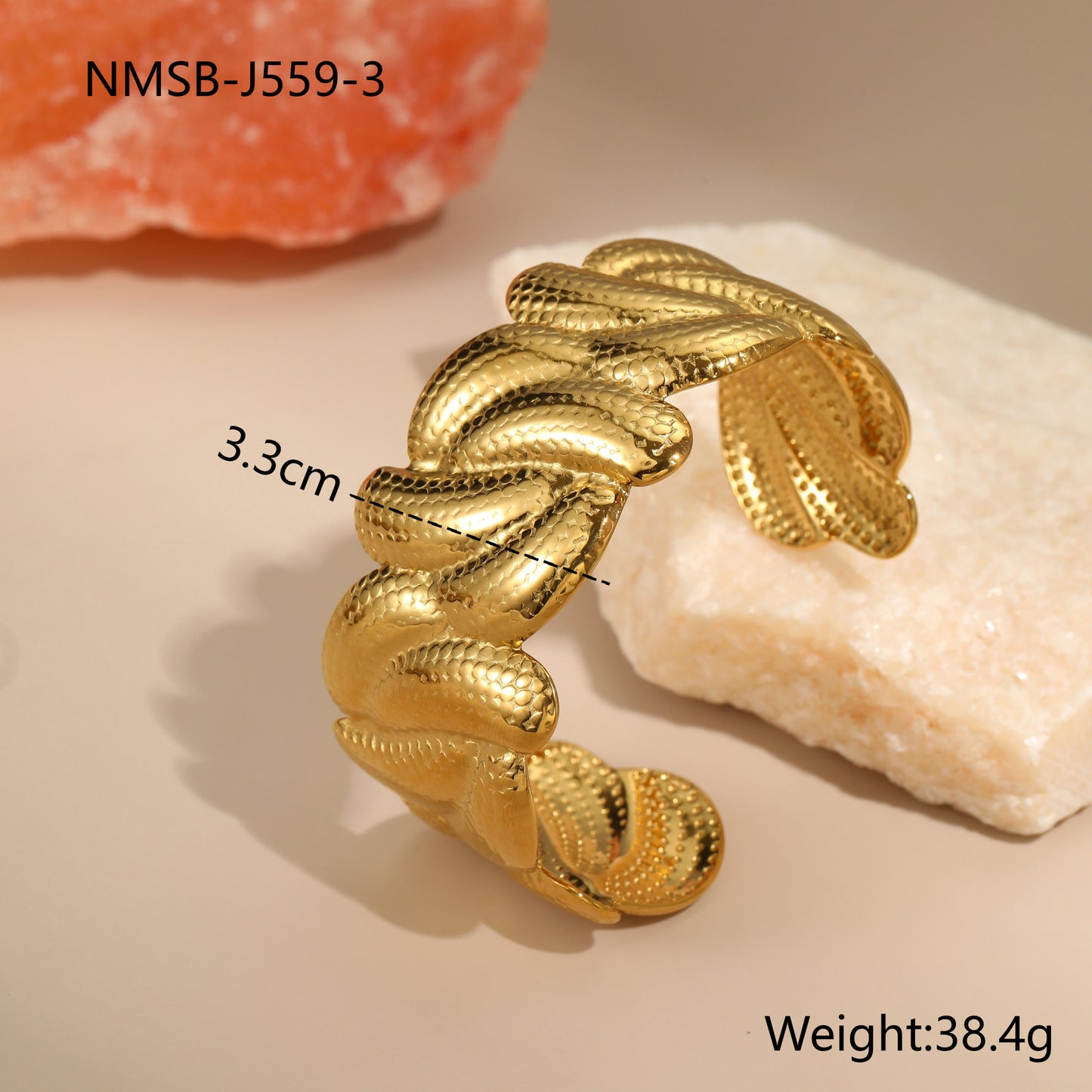18K Gold Plated Adjustable Open Cuff Bangle