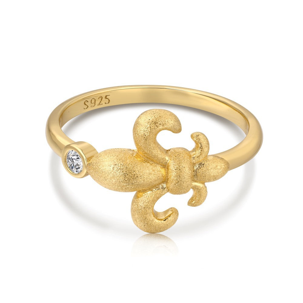 Elegant Iris Brushed Pinky Ring,925 Sterling Silver