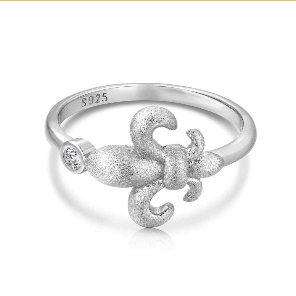 Elegant Iris Brushed Pinky Ring,925 Sterling Silver