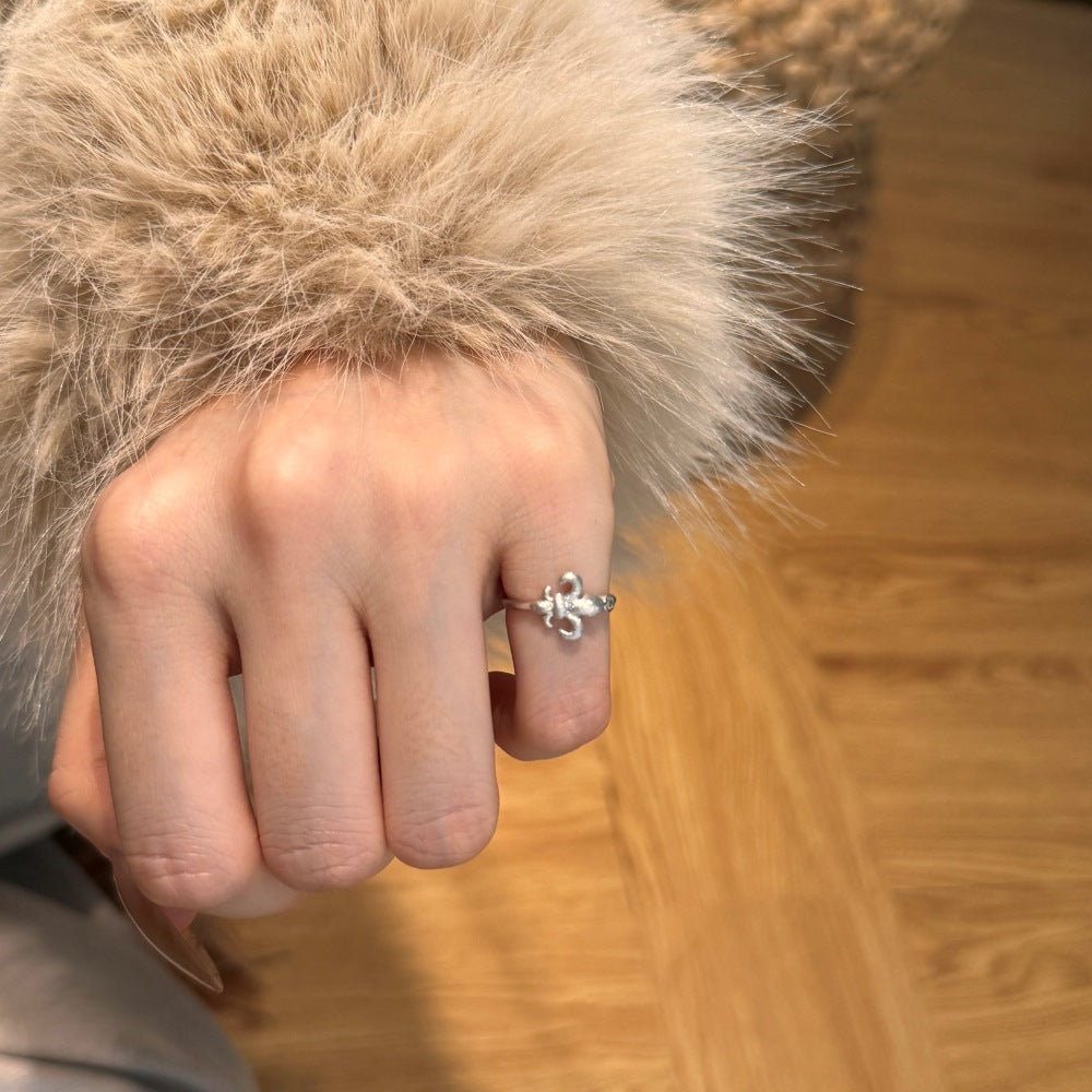 Elegant Iris Brushed Pinky Ring,925 Sterling Silver