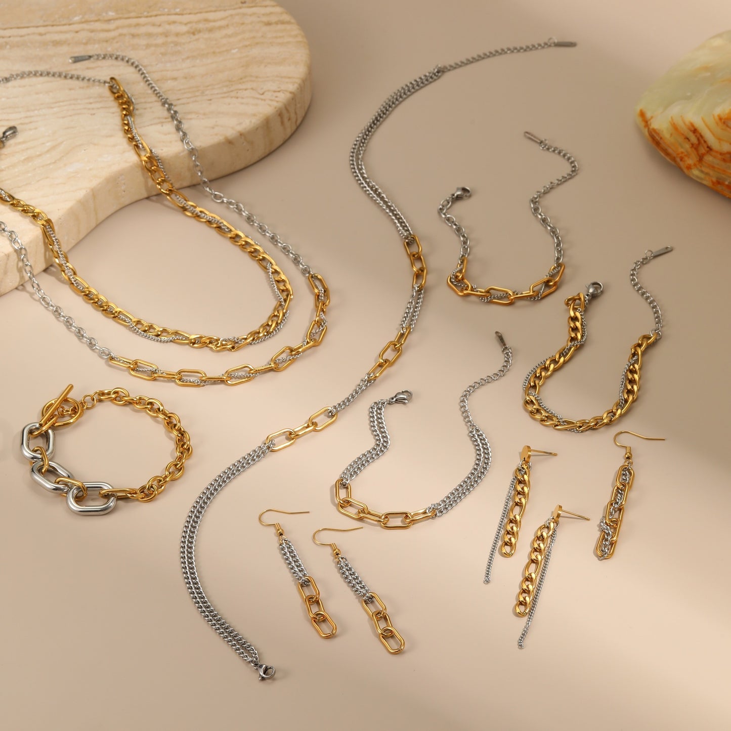 Two-Tone Chain Link Design Jewelry