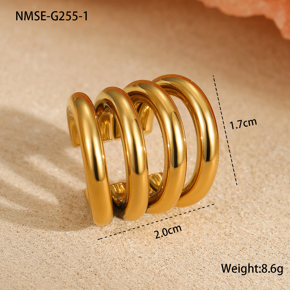 18K Gold Plated Multi-Layer Stainless Steel Ear Cuff